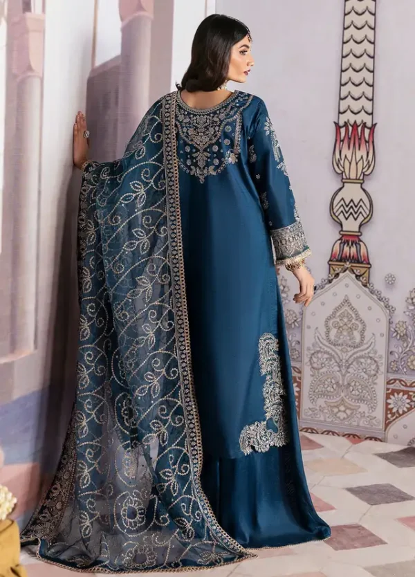 Sahane Embroidered Raw Silk Suits Unstitched 3 Piece SNE24TG TSG-04 Azure - Festive Collection - Image 5