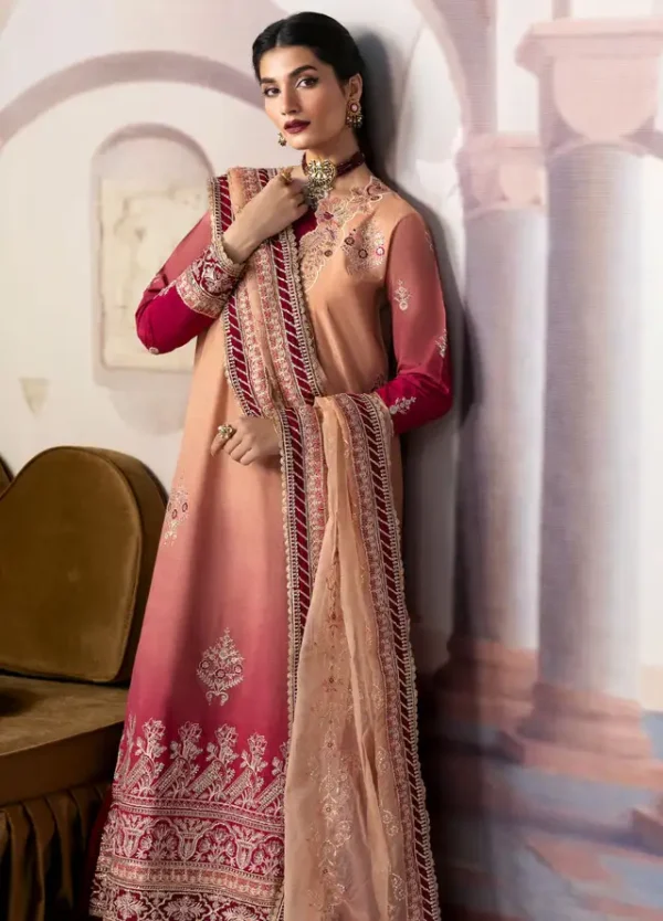 Sahane Embroidered Raw Silk Suits Unstitched 3 Piece SNE24TG TSG-08 Ember - Festive Collection - Image 5