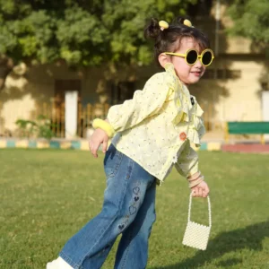 Yellow Ruffle Collar Top for Girls - Cute and Stylish Spring Wear