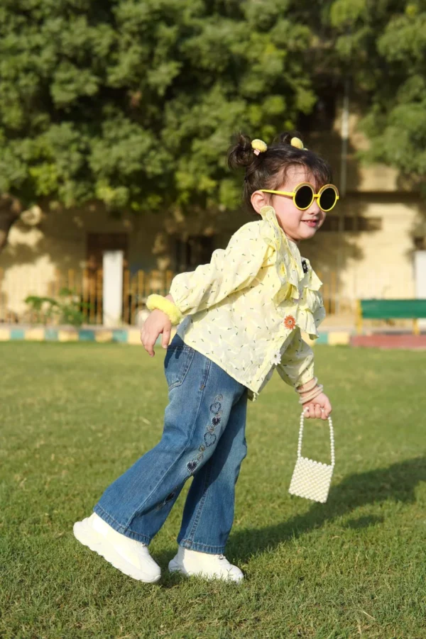 Yellow Ruffle Collar Top for Girls - Cute and Stylish Spring Wear